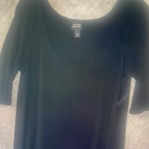 Eileen Fisher 100% silk black half sleeve knee length medium